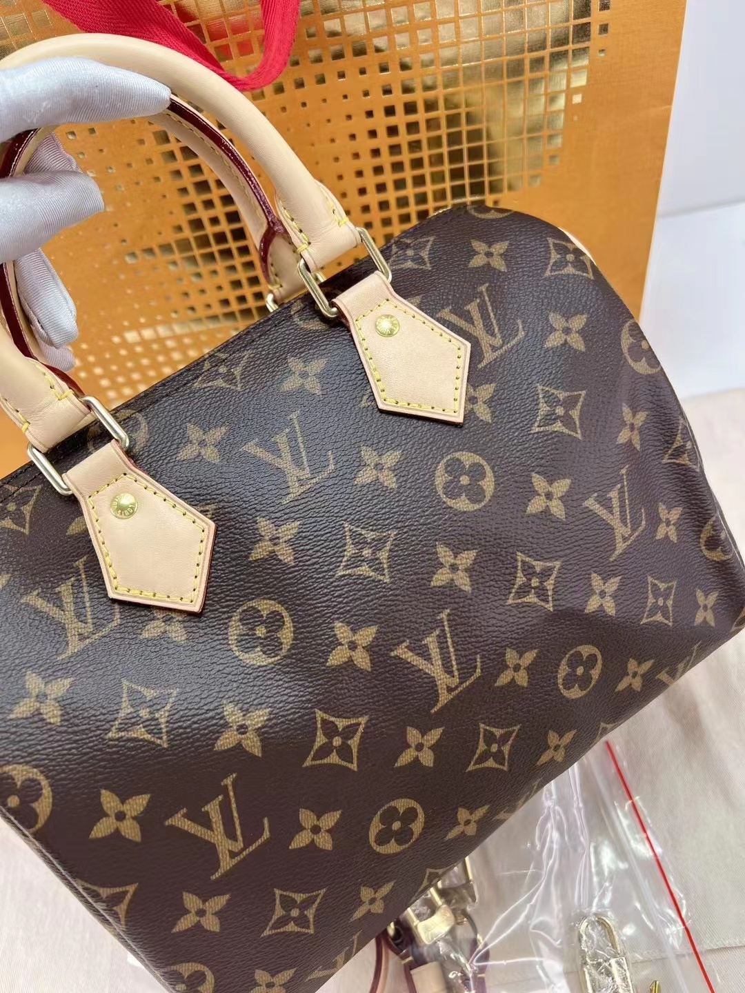 louis vuitton路易威登 全新经典speedy25肩带款芯片款 lv全新经典