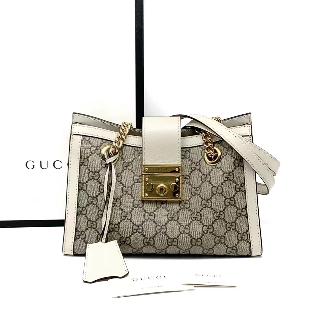 Gucci 古驰 老花拼白色padlock小号