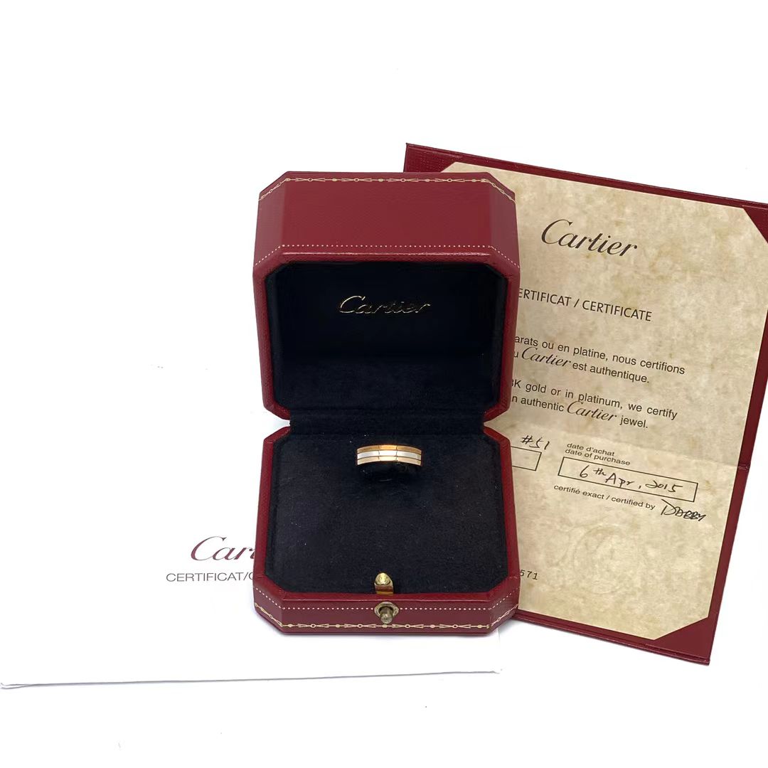 Cartier 卡地亚 三色金三环宽版戒指