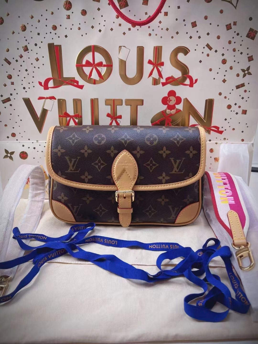 Louis Vuitton 路易威登 全新芯片款粉色肩带法棍包