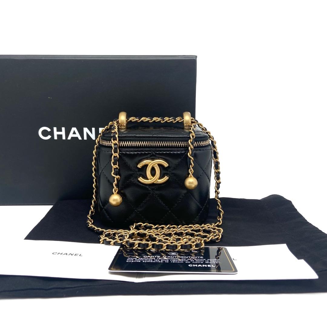 Chanel 香奈儿 香奈儿黑金双金球盒子包