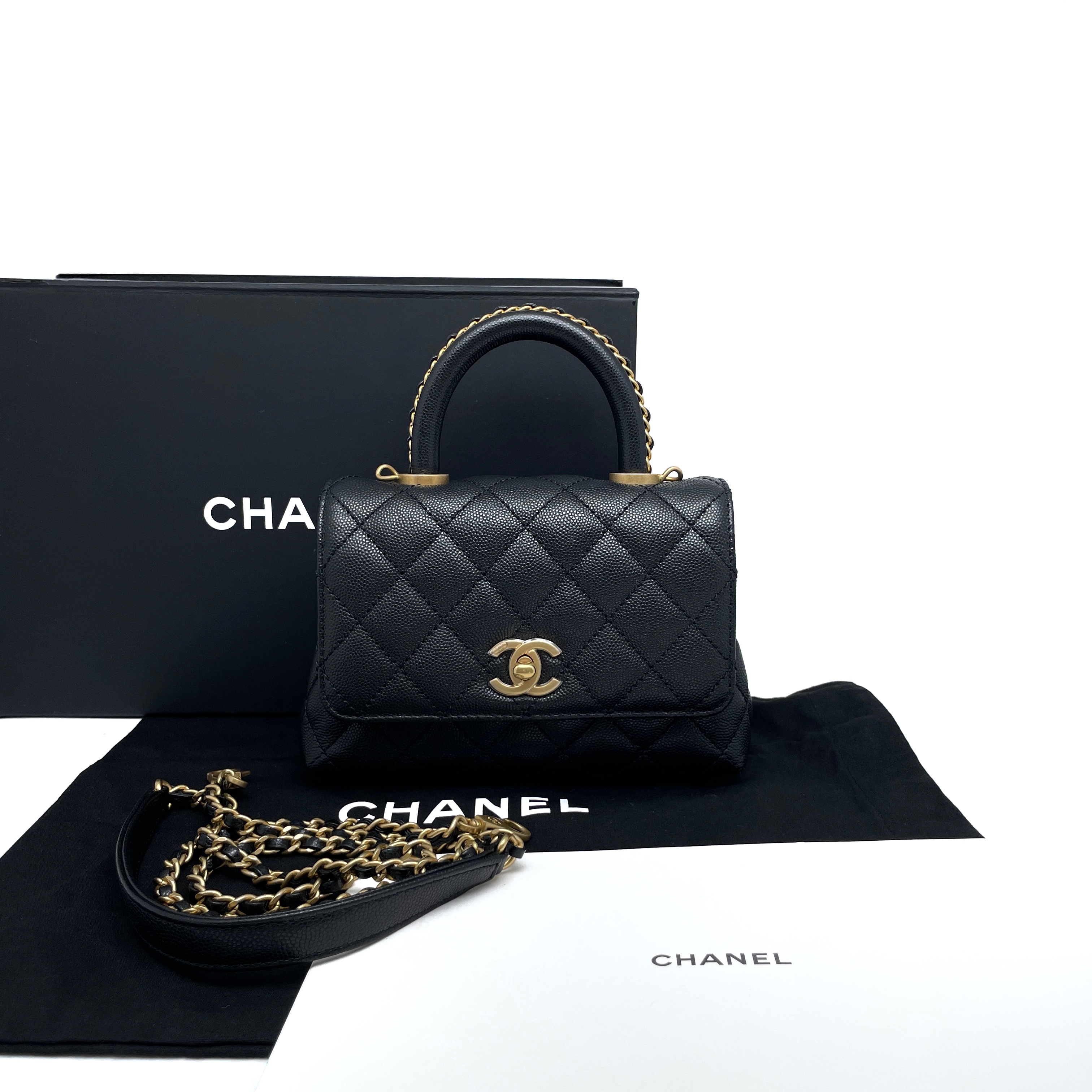 Chanel 香奈儿 黑金23P新款Cocohandle mini链条包