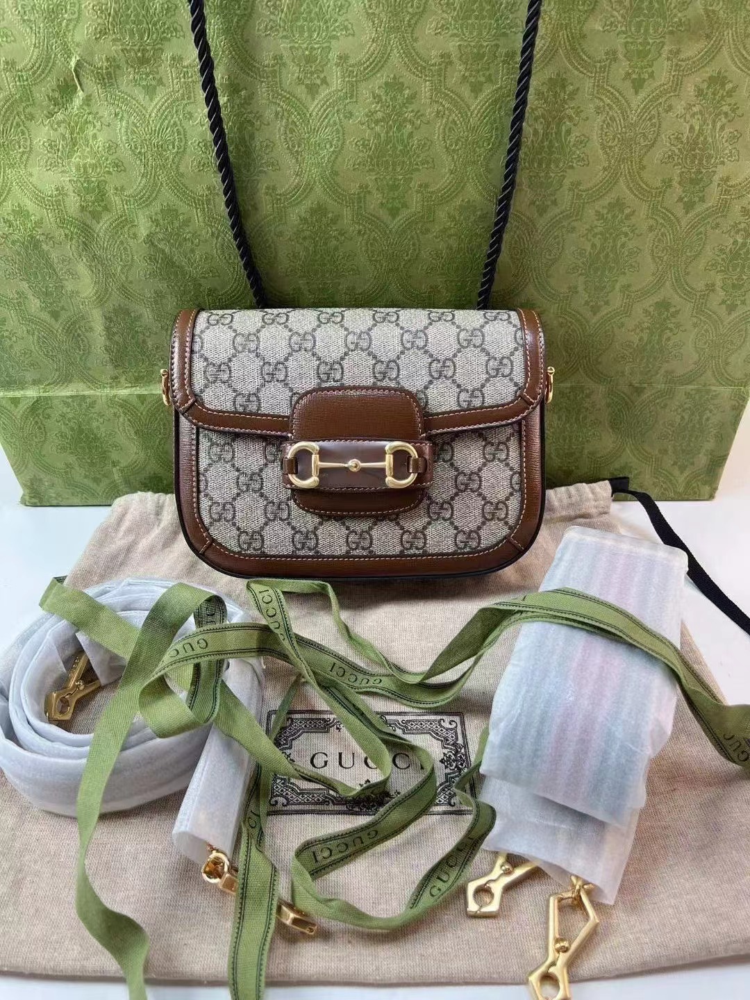 Gucci 古驰 全新1955棕色马鞍包mini