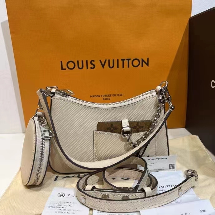 Louis Vuitton 路易威登 白色水波纹牛皮marelle