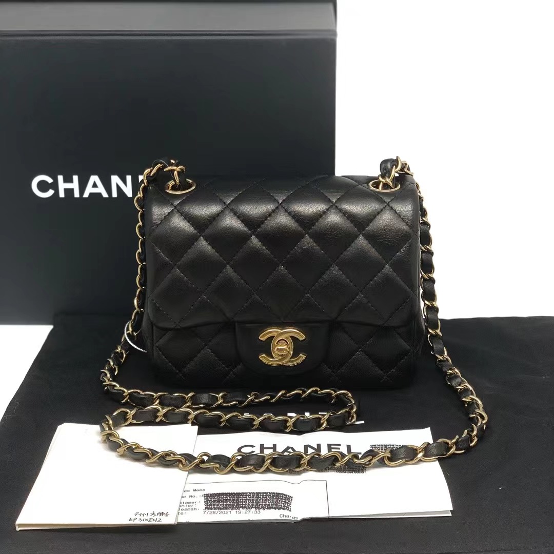 Chanel 香奈儿 黑金方胖子mini CF芯片款