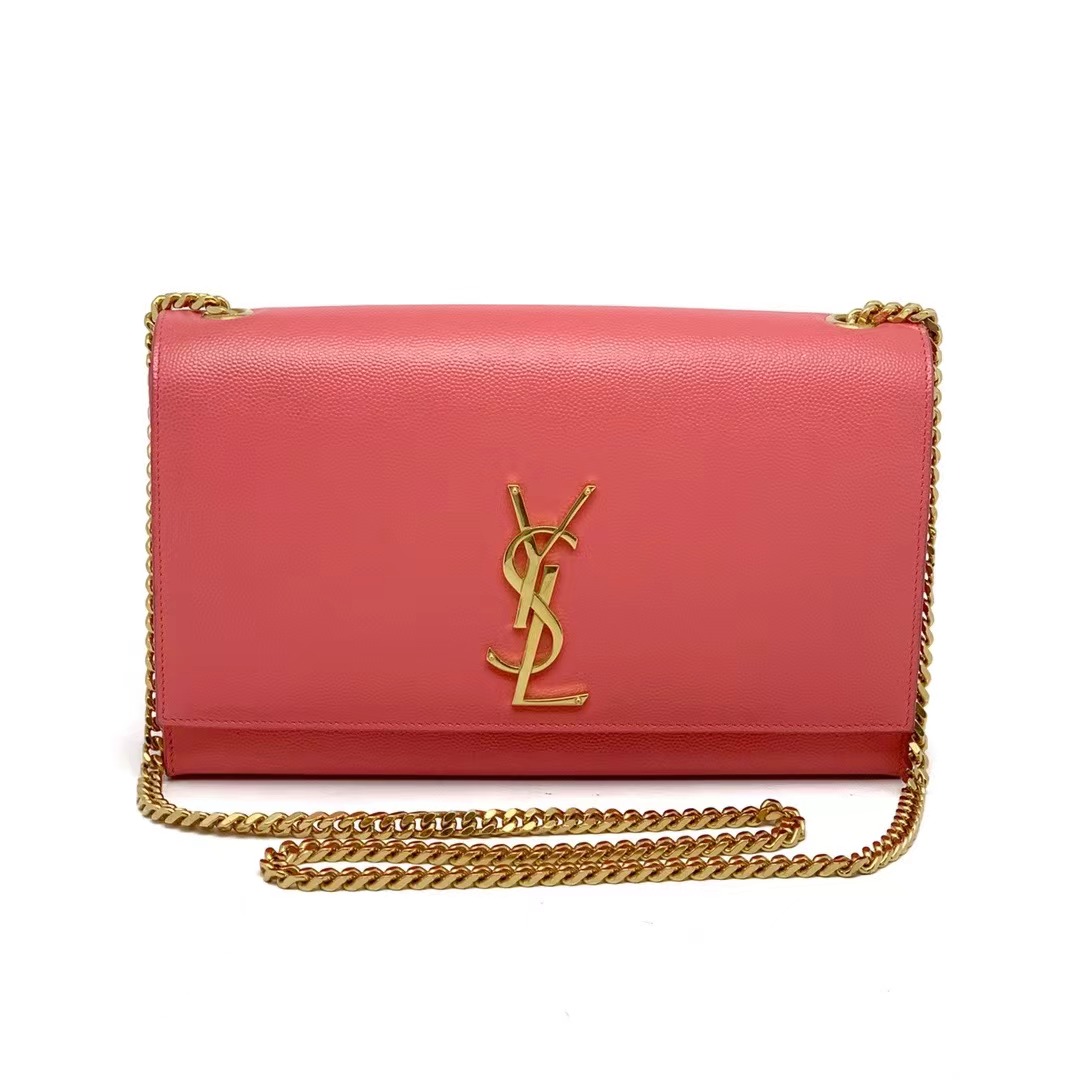 Saint Laurent 圣罗兰 水蜜桃牛皮金扣kate链条包