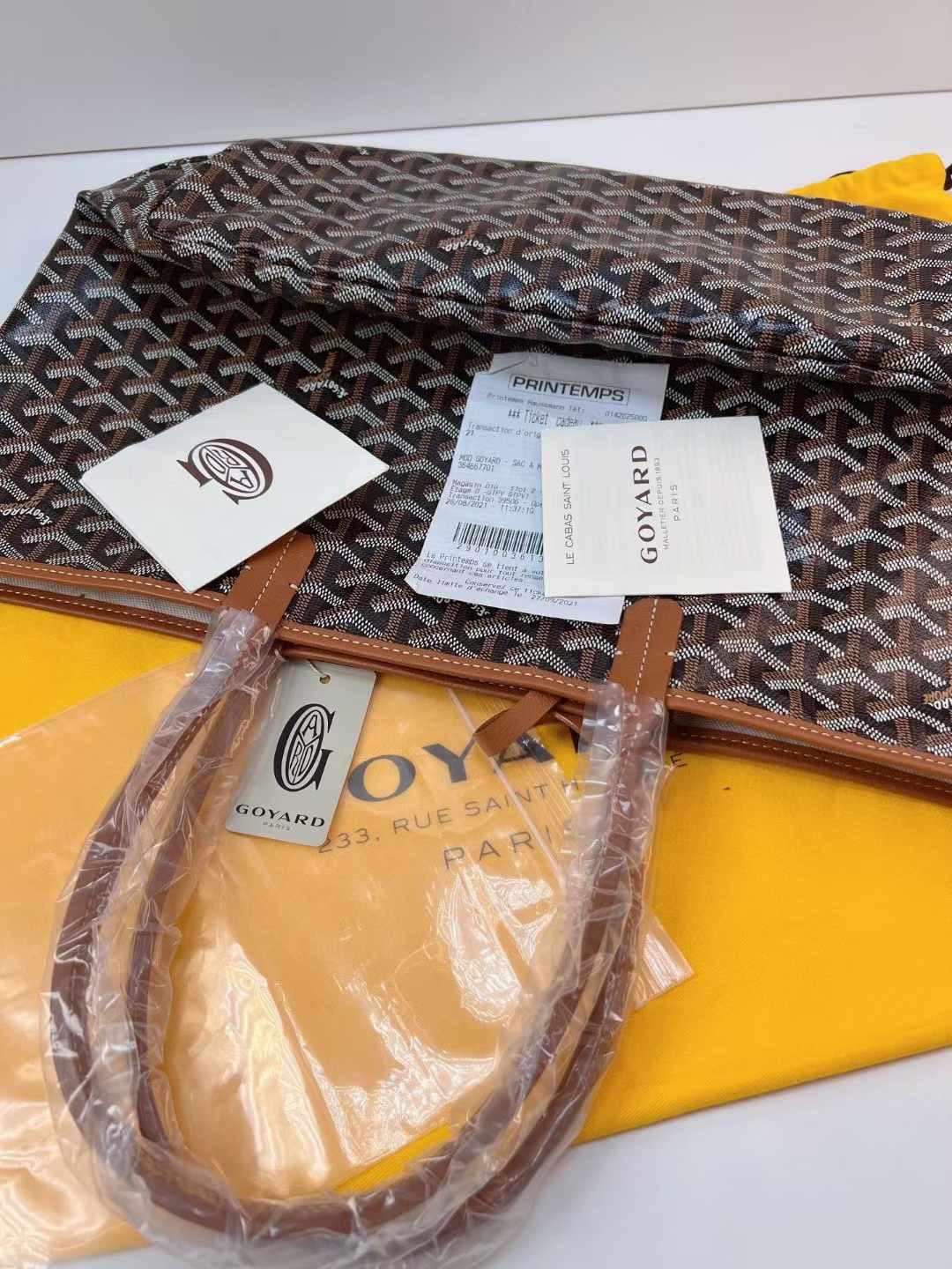 Goyard高雅德 全新Saintlouis tote中号子母包 全❤️Goyard 戈雅经典SaintLouis Tote 中号 子母购物袋尺寸34*27  世界上最轻的包 黑棕配色💕更有复古范儿～专柜预定几个月～配件：防尘袋说明书吊牌21年票🎫好价💰