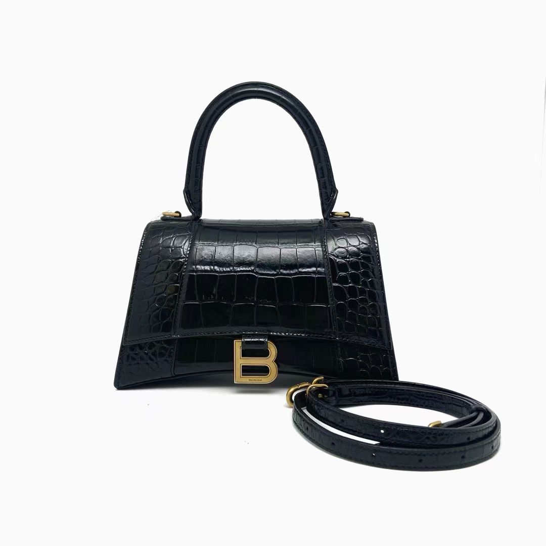 Balenciaga 巴黎世家 黑金鳄鱼压纹小号S码