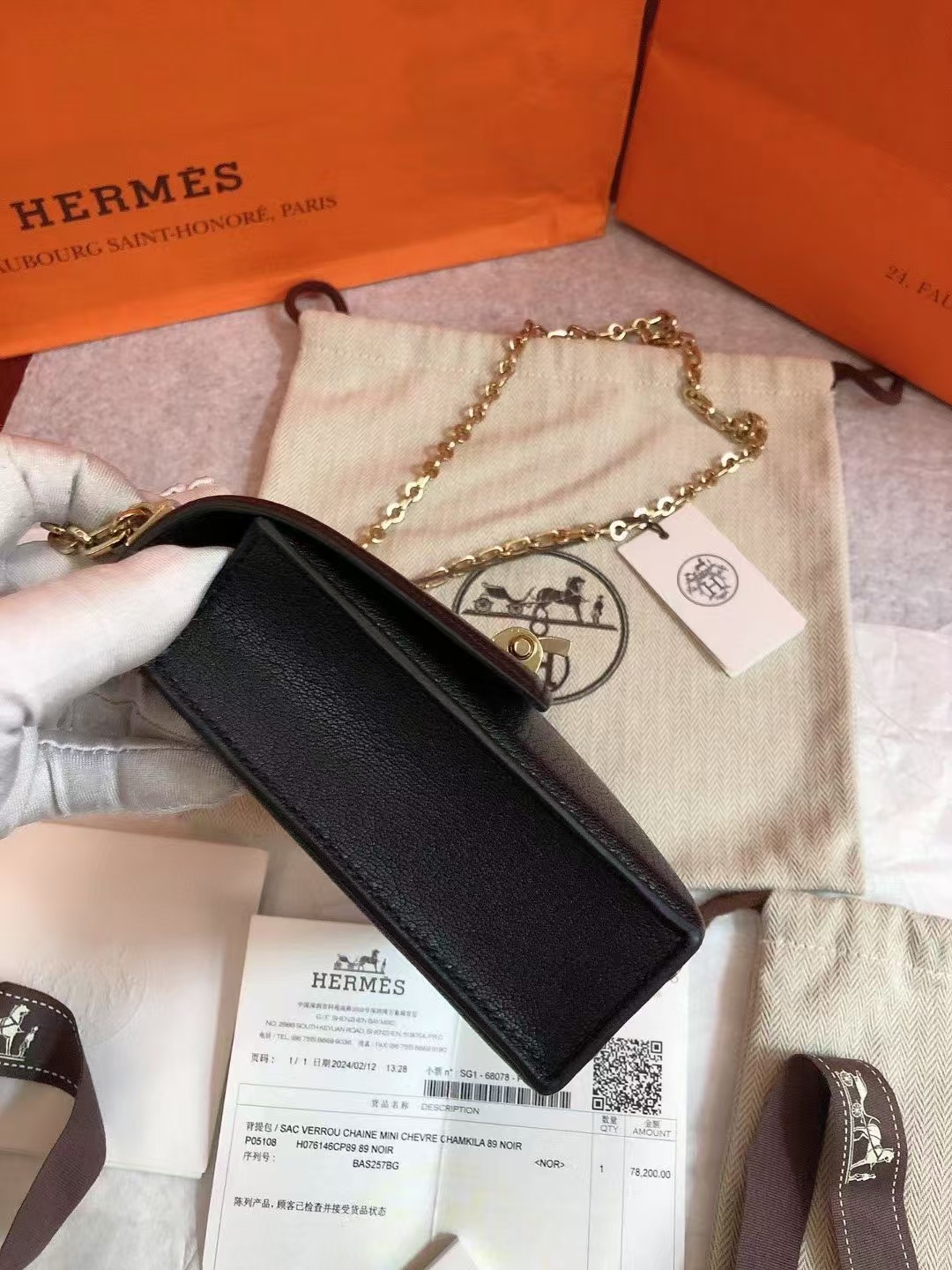 Hermes爱马仕 全新黑金Verrou手枪包mini 全❤️保存品Hermes 爱马仕 verrou chanie 淡金扣 手枪包单肩斜挎包 B刻 附件尘袋吊牌24年2月票🎫好价💰