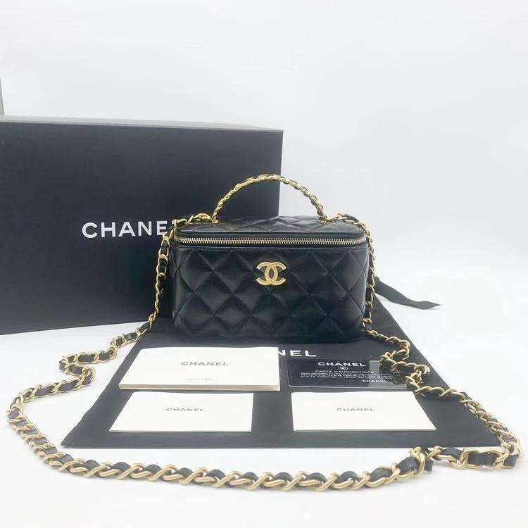 Chanel 香奈儿 闲置未使用22S黑金字母镂空手柄长盒子链条包