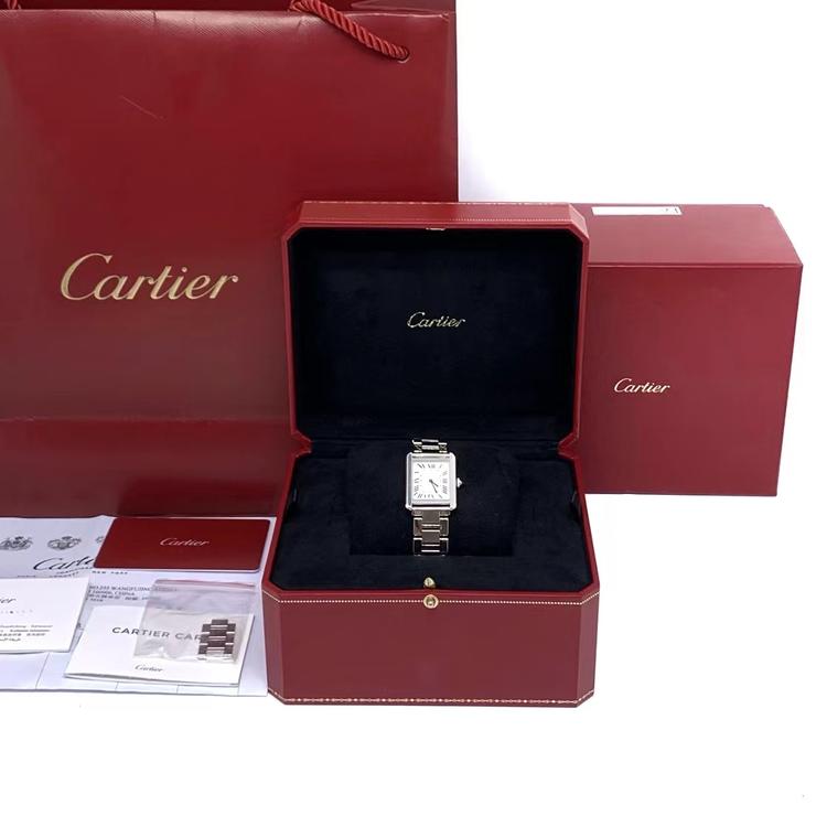 Cartier 卡地亚 全套经典小号坦克女士钢表链手表