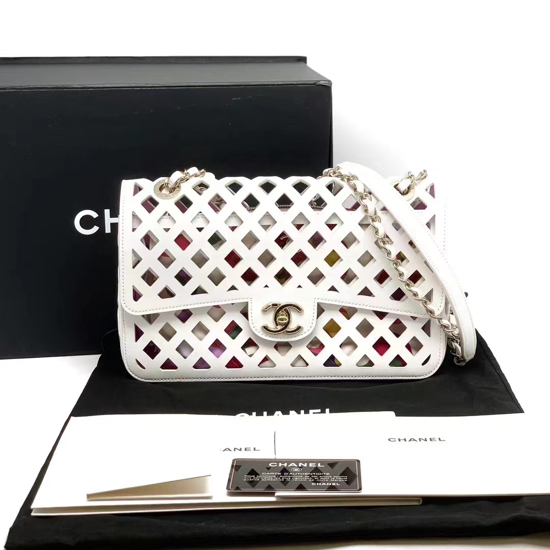Chanel 香奈儿 限定白色牛皮镂空CF