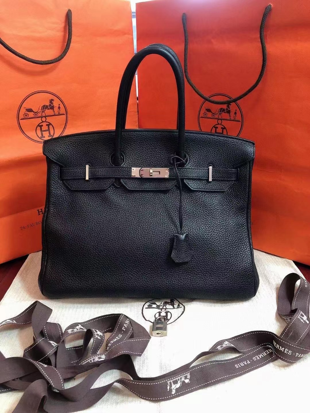 Hermes 爱马仕 黑银birkin铂金包35