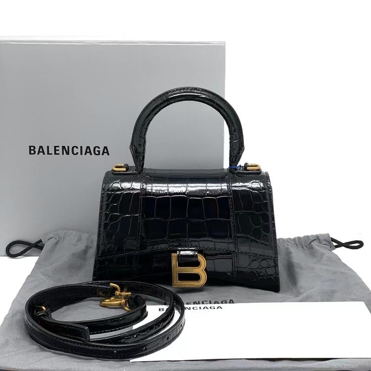 Balenciaga 巴黎世家 全套闲置黑金️鳄鱼压纹XS沙漏包