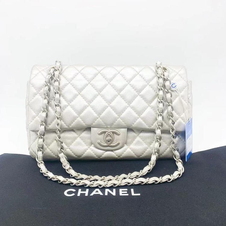 Chanel 香奈儿 银色银扣CF中号链条包