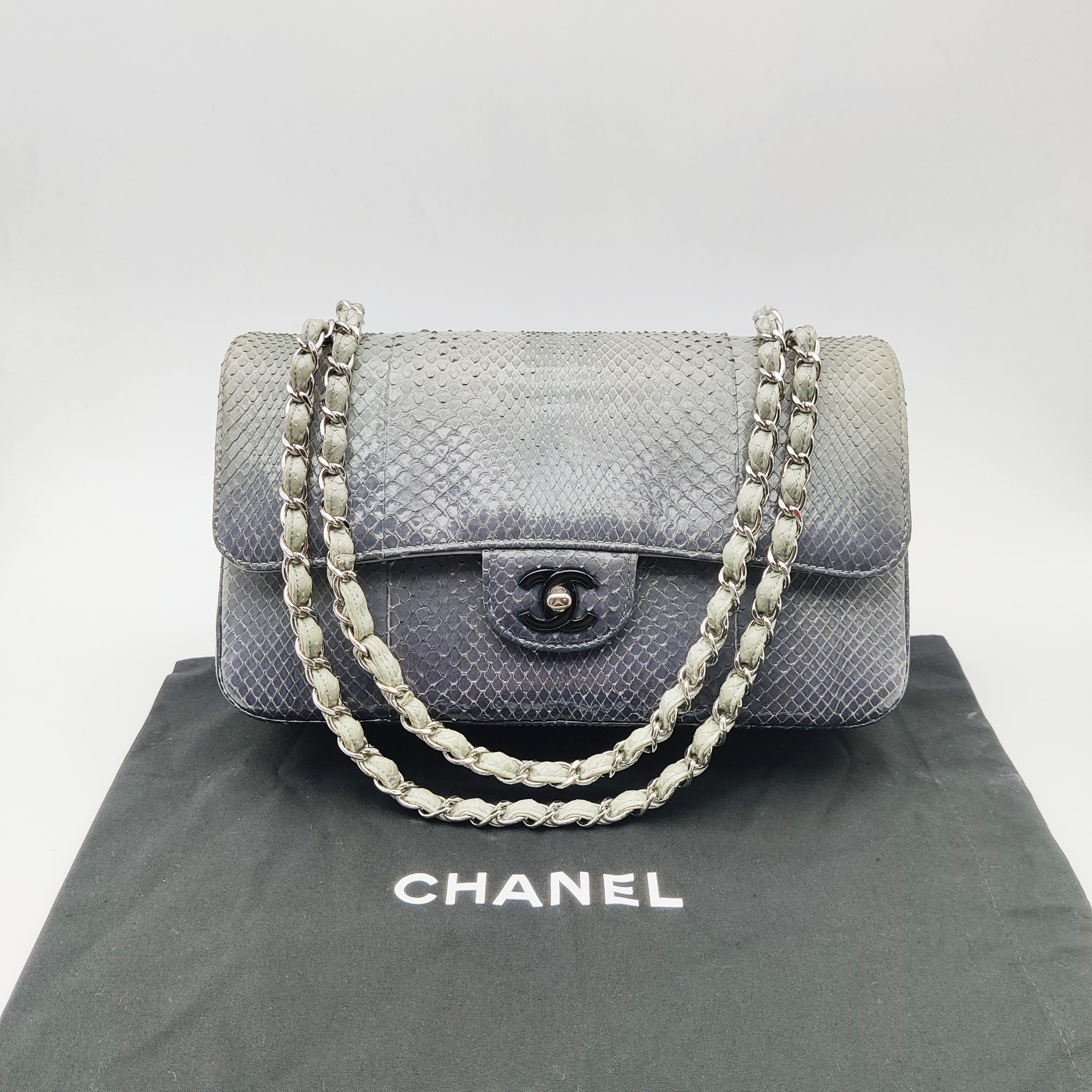 Chanel 香奈儿蛇纹银扣CF单肩斜挎链条包| iLux
