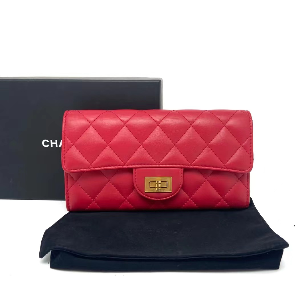 Chanel 香奈儿 红金牛皮2.55长款钱包
