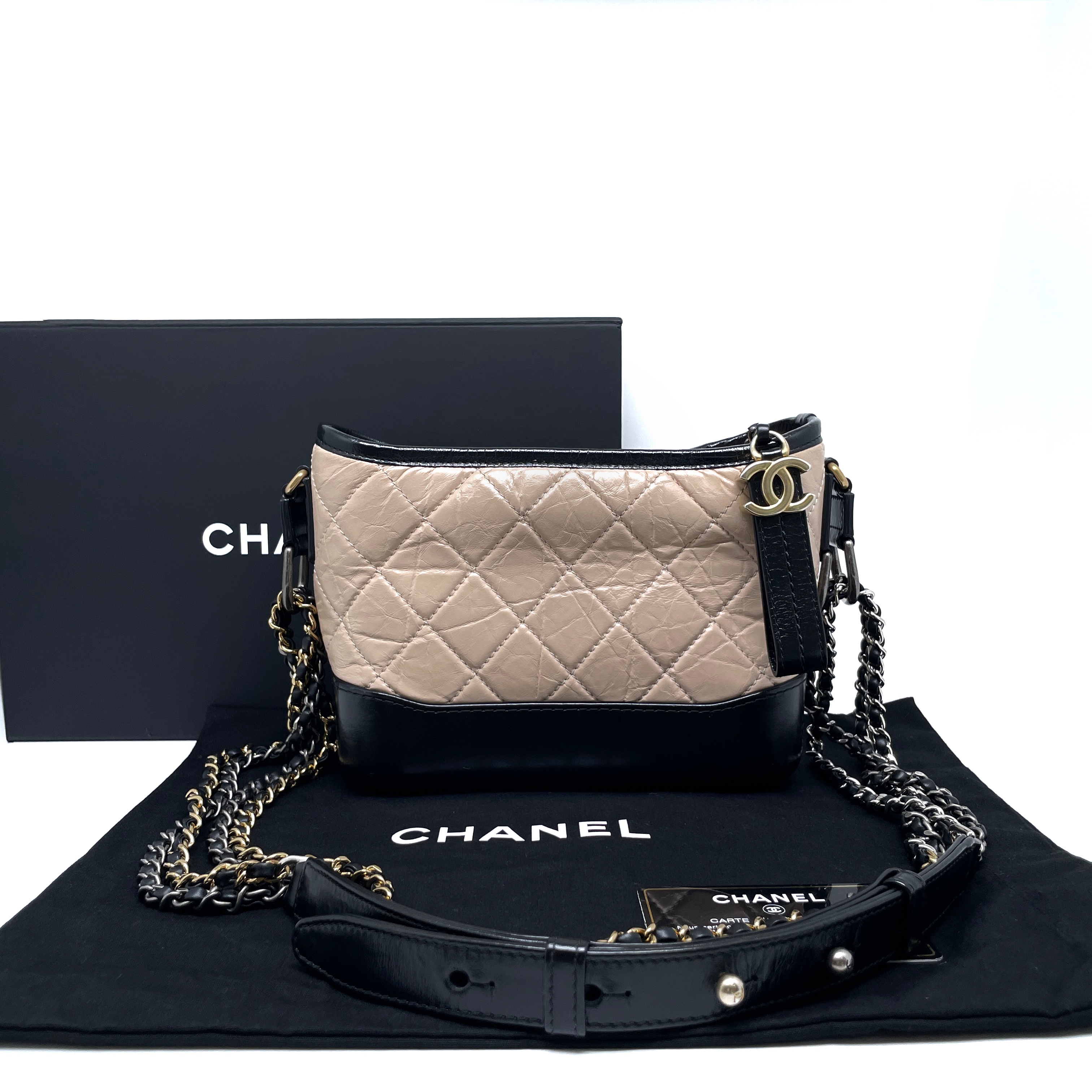 Chanel 香奈儿 米黑拼色流浪包小号