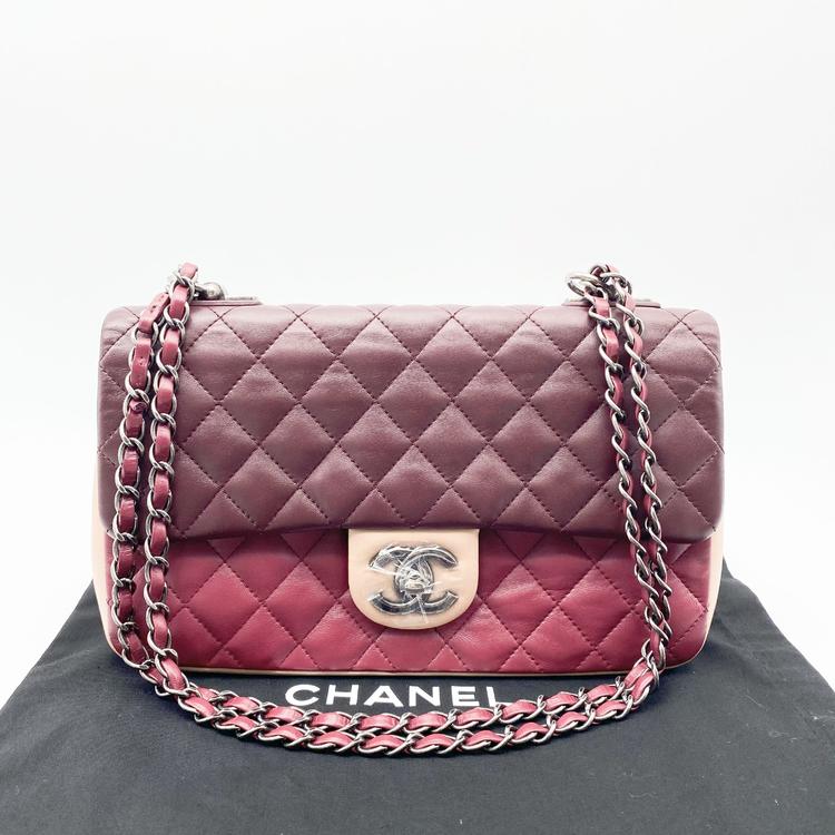 Chanel 香奈儿 树莓色拼色CF中号链条包
