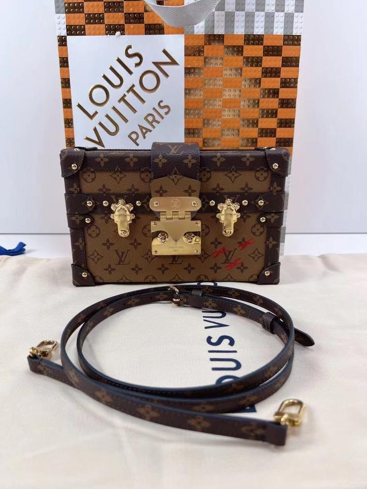 Louis Vuitton 路易威登 全新全膜焦糖拼老花Petite硬盒子