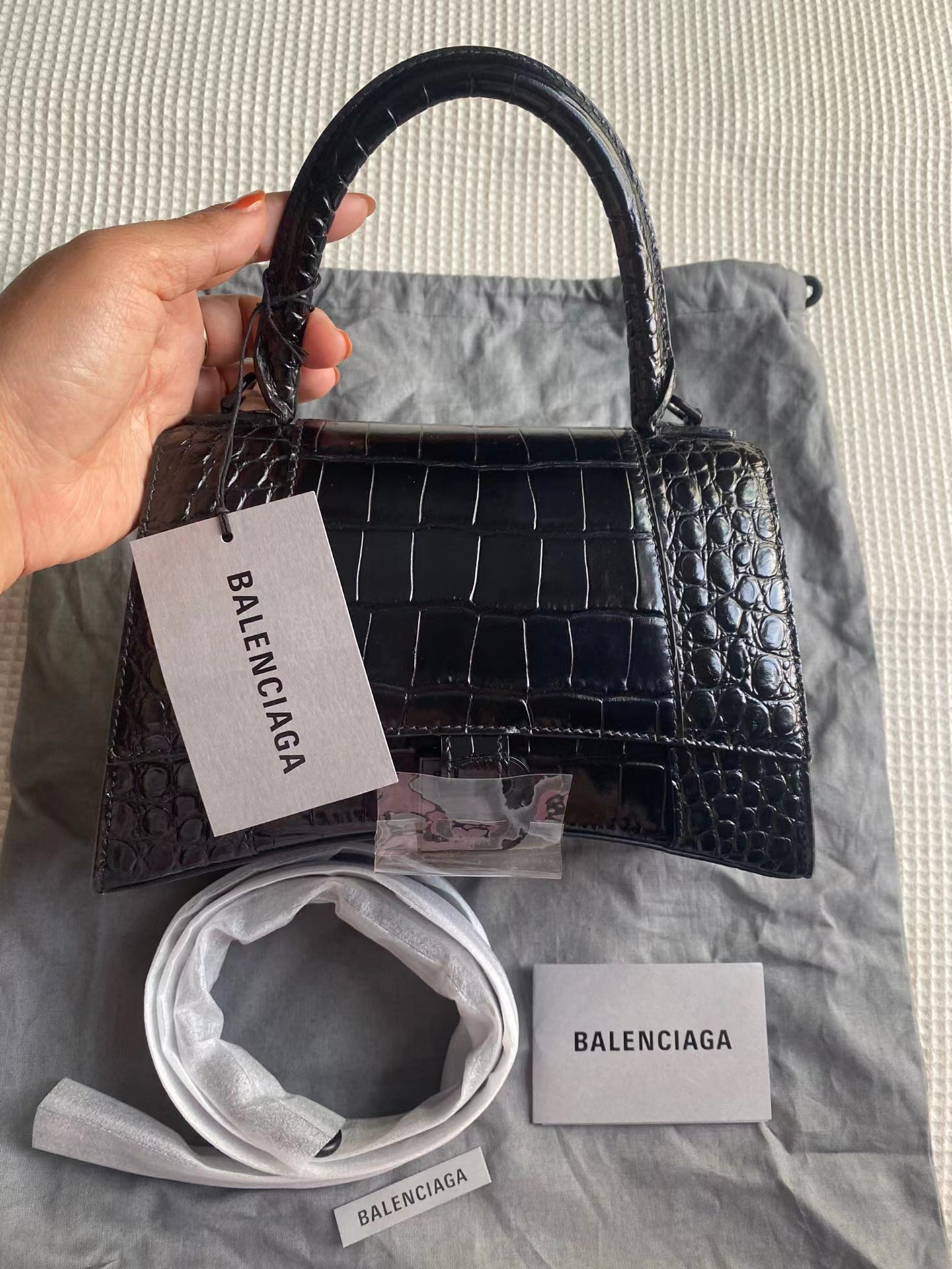 balenciaga 巴黎世家 全新so black鳄鱼纹沙漏包s 