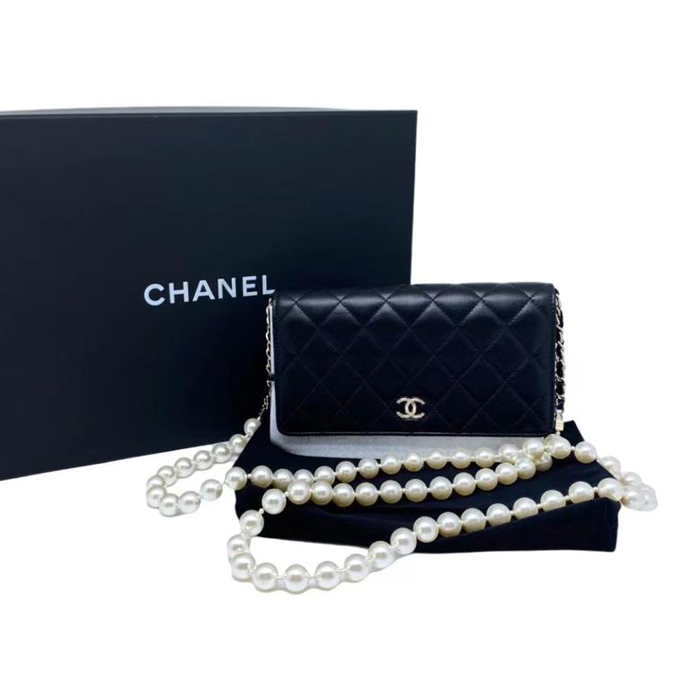 Chanel 香奈儿 闲置未使用芯片款早春22系列黑金大珍珠WOC斜挎包