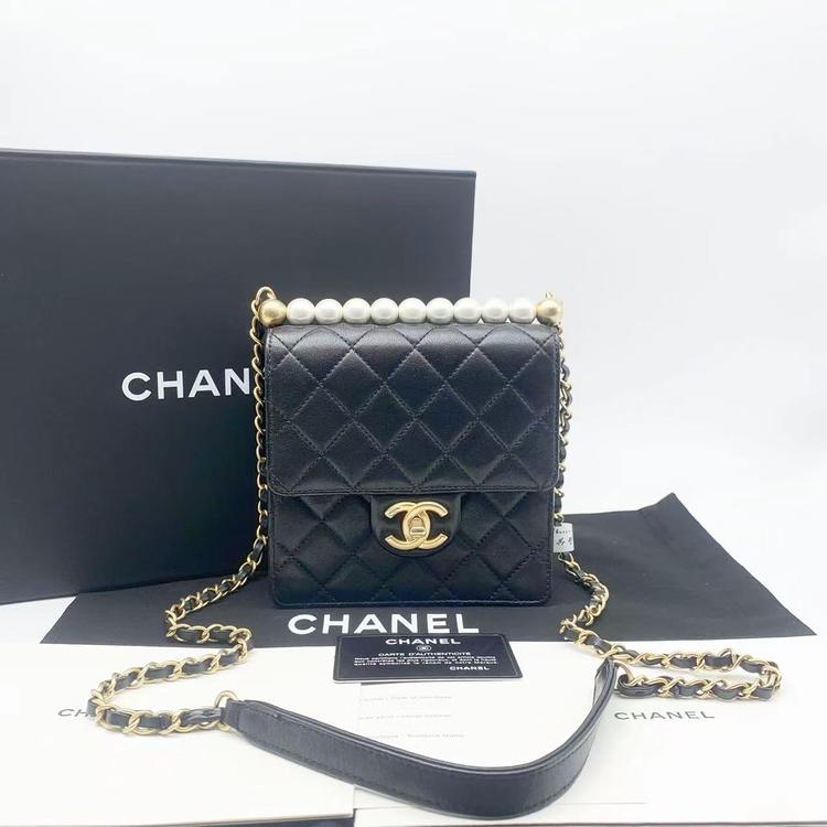 Chanel 香奈儿 黑金珍珠盒子链条包