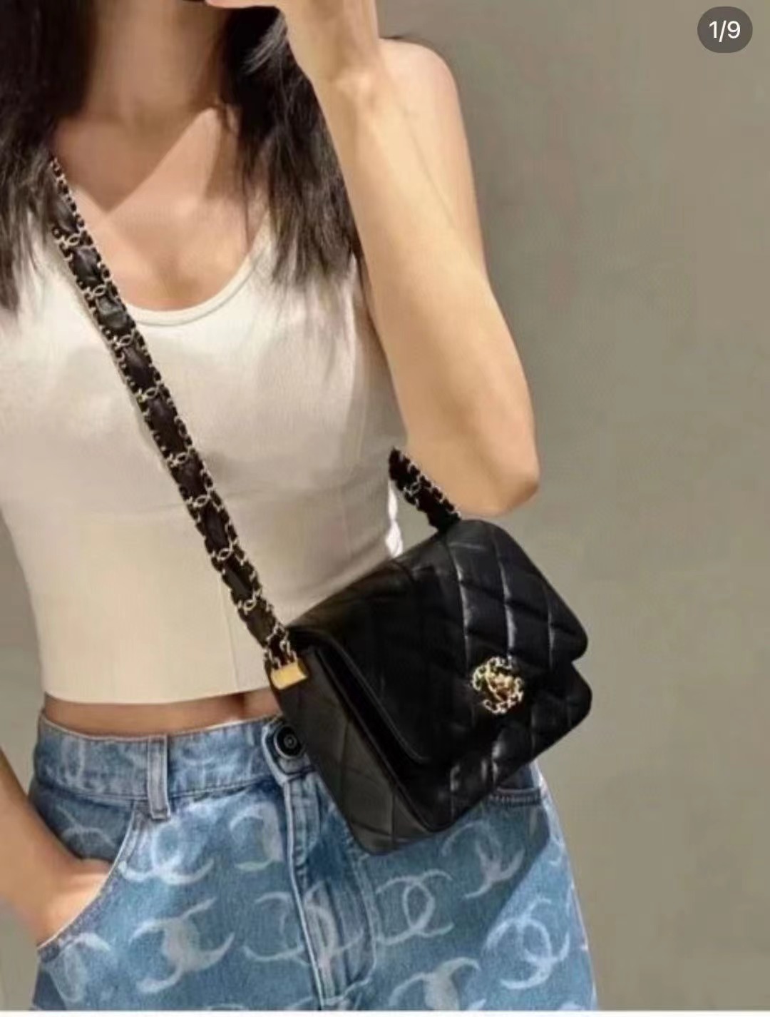 Chanel香奈儿 全新23K19bag豆腐包 全❤️Chanel 香奈儿 23K黑金宽肩带褶皱牛皮 风琴包 豆腐包 19hobo链条包 尺寸：18*12  配件：票/尘袋/盒子 爆款现货 好价💰