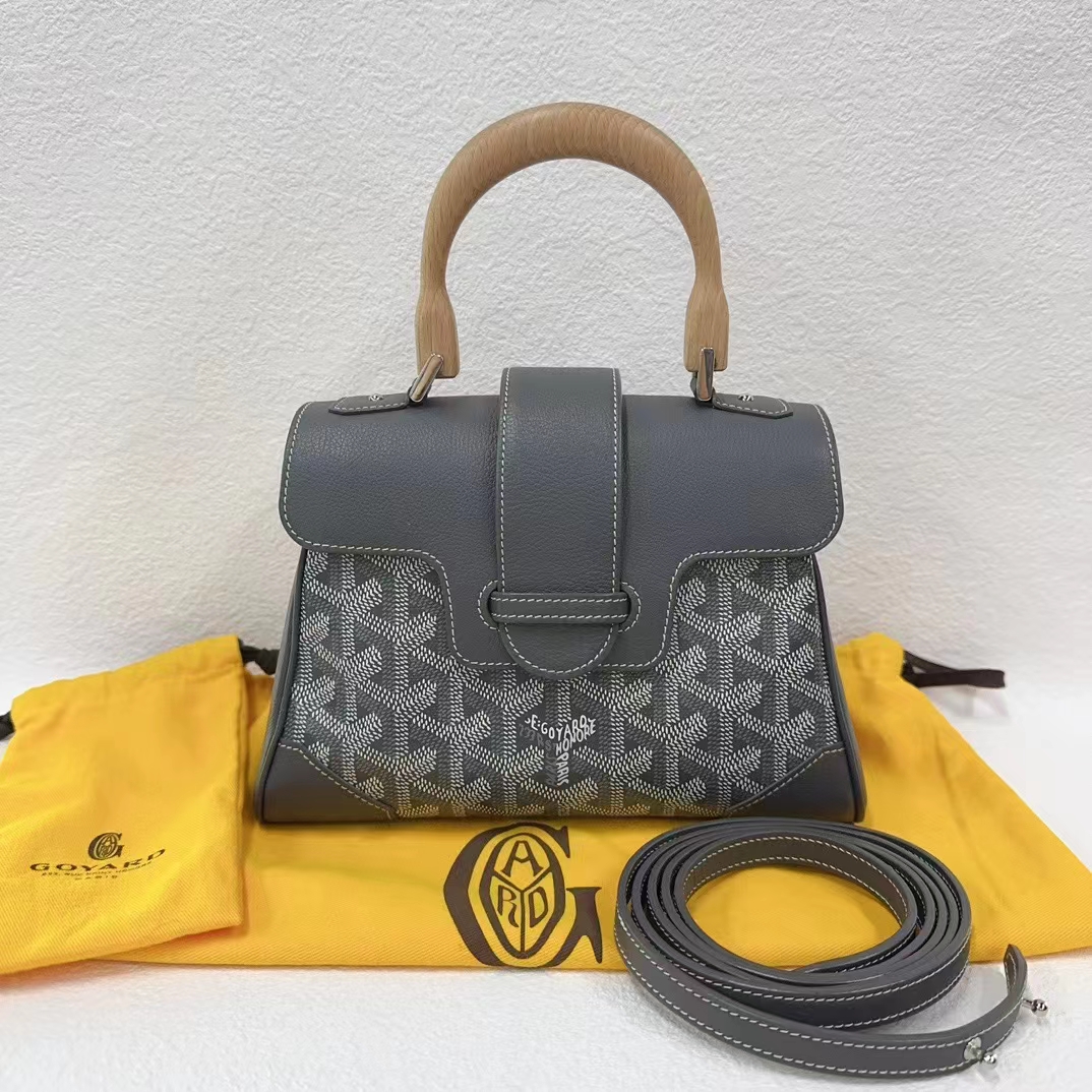Goyard 高雅德 灰色木质手柄西贡包小号