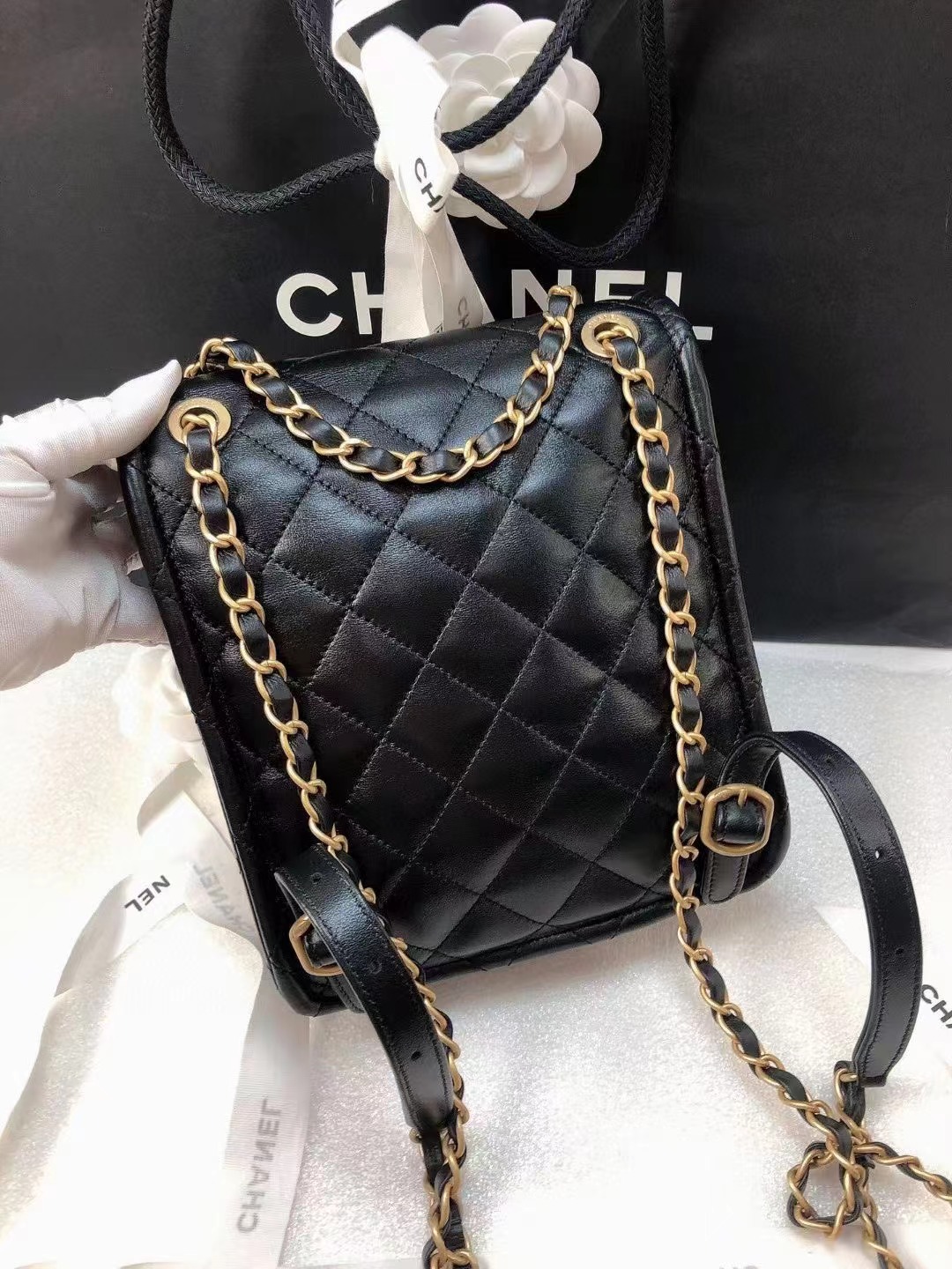 Chanel香奈儿 全新24P黑金双肩包 全❤️Chanel/香奈儿24p黑金双肩包Chanel/香奈儿24p黑金双肩包菱格纹金扣复古有质感气质时尚潮流百搭 好价💰