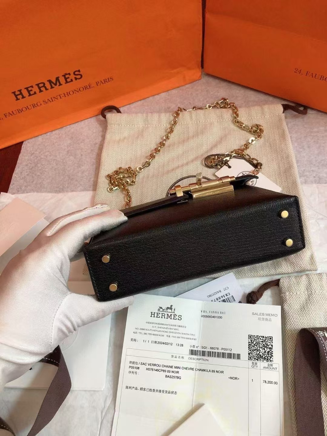 Hermes爱马仕 全新黑金Verrou手枪包mini 全❤️保存品Hermes 爱马仕 verrou chanie 淡金扣 手枪包单肩斜挎包 B刻 附件尘袋吊牌24年2月票🎫好价💰