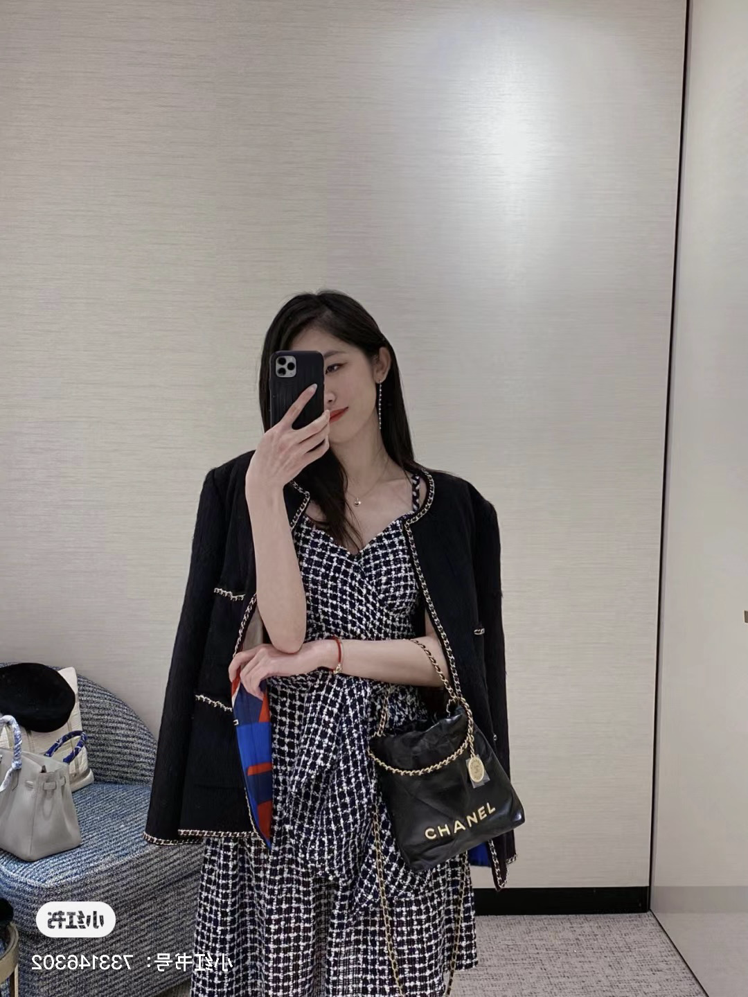 Chanel香奈儿 全新全套黑金mini 22bag垃圾袋 3w多🉐全新全套#Chanel/香奈儿mini 22bag 黑色牛皮金字 垃圾袋 金属标芯片款 手提腋下单肩斜挎都很赞😎现货过年🧨美美滴