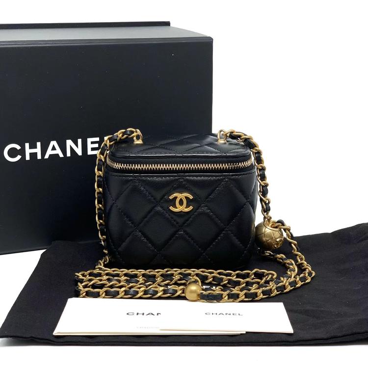 Chanel 香奈儿 全新新款黑金金球mini小盒子链条包