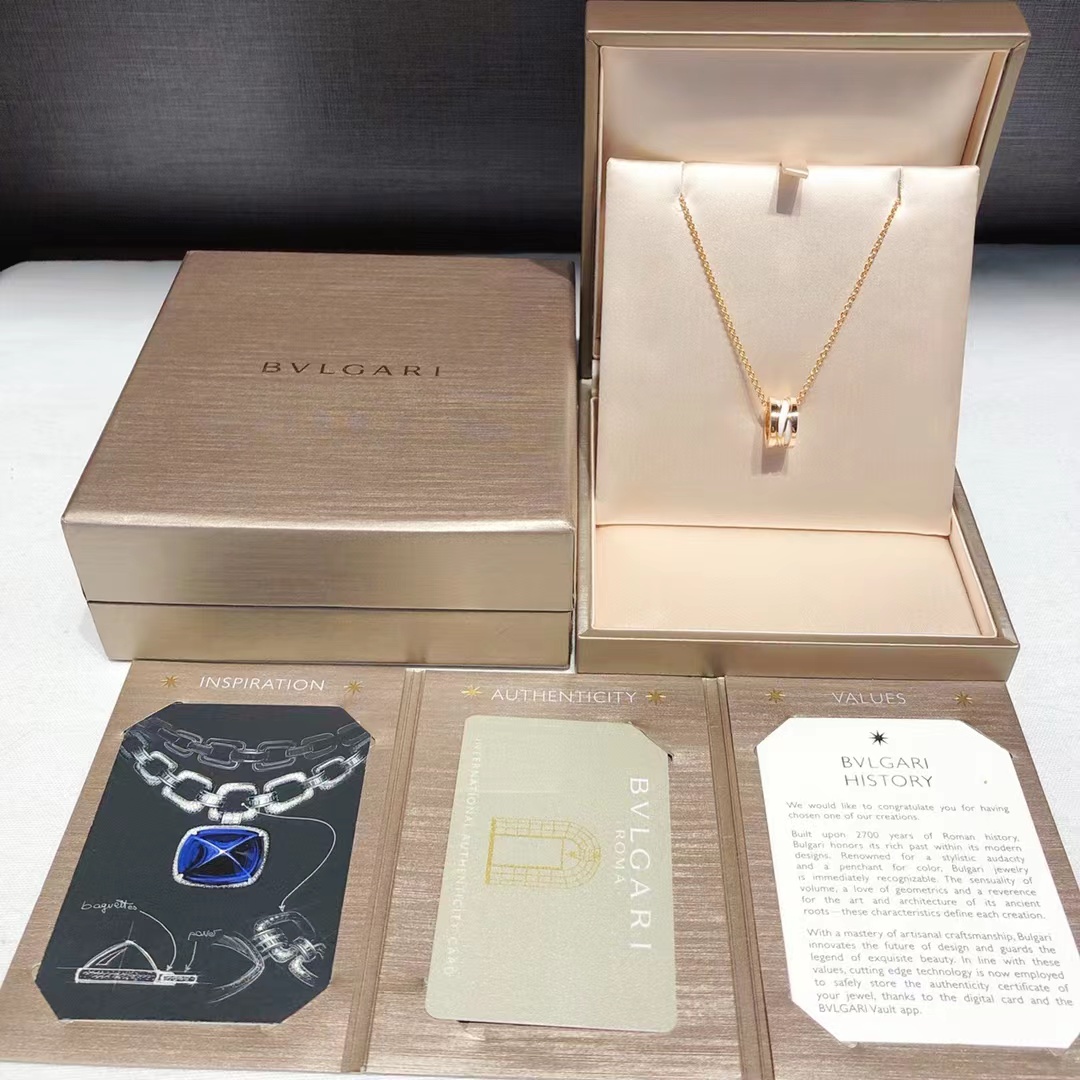 Bvlgari 宝格丽 玫瑰金白陶瓷传奇镂空项链