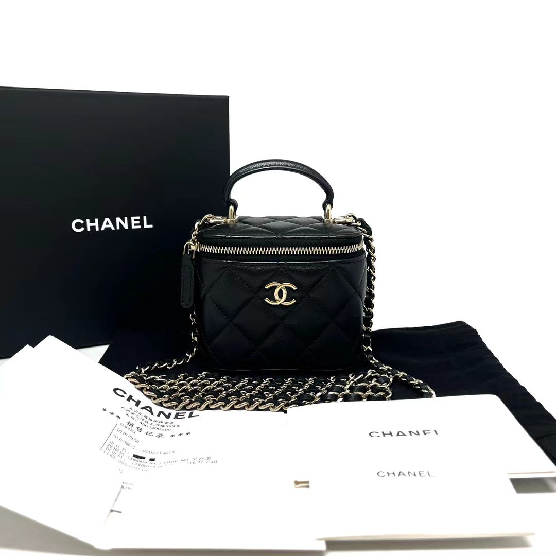 Chanel 香奈儿 黑金mini盒子链条包全套