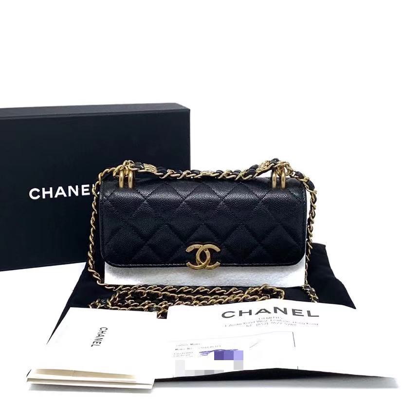 Chanel 香奈儿 黑金22K大全套手机包链条包