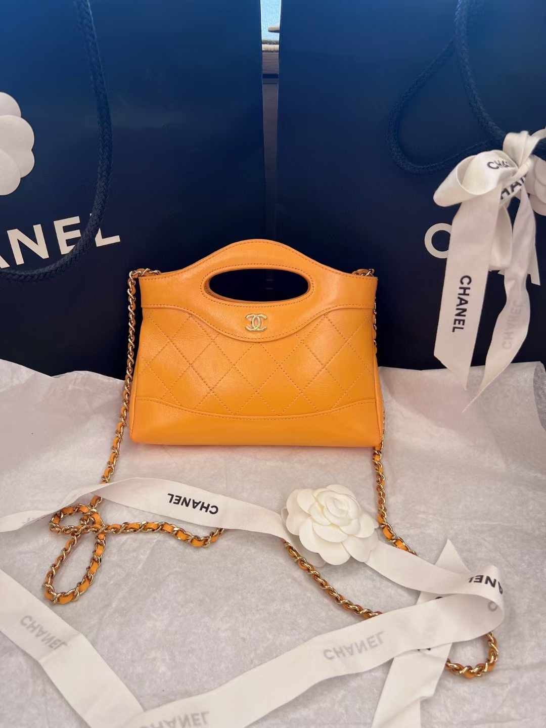 Chanel 香奈儿 全新橘色24C 31bag nano