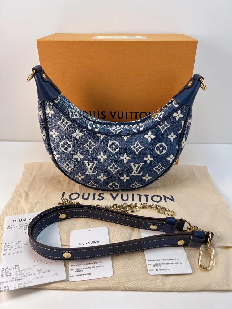 Louis Vuitton 路易威登 全新大全套最新款牛仔丹宁布Loop半月包