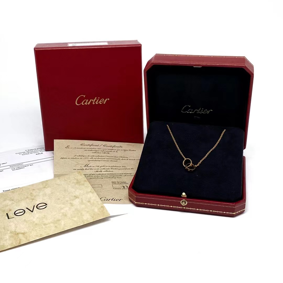 Cartier 卡地亚 LOVE系列双环18K玫瑰金项链